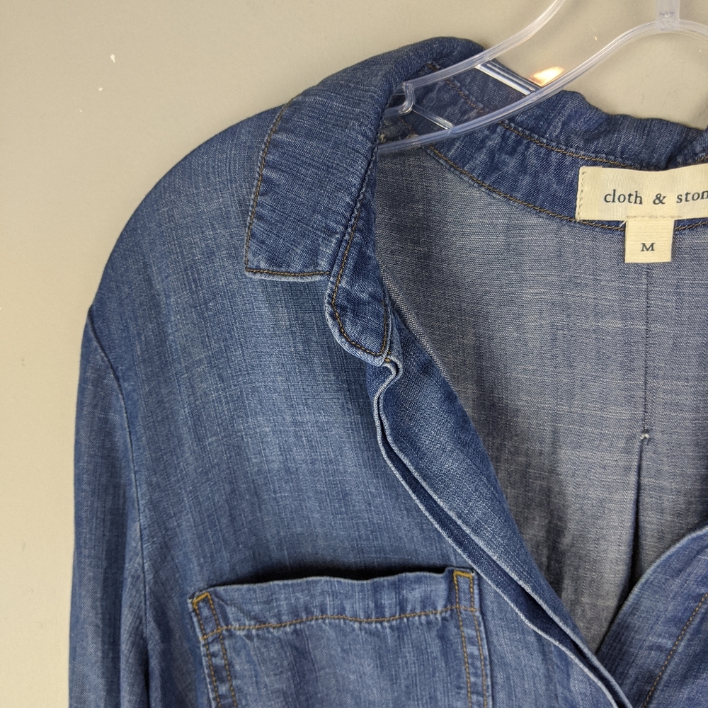 cloth & stone | Blue Oversized Button Top - E91 - Picture 4 of 9